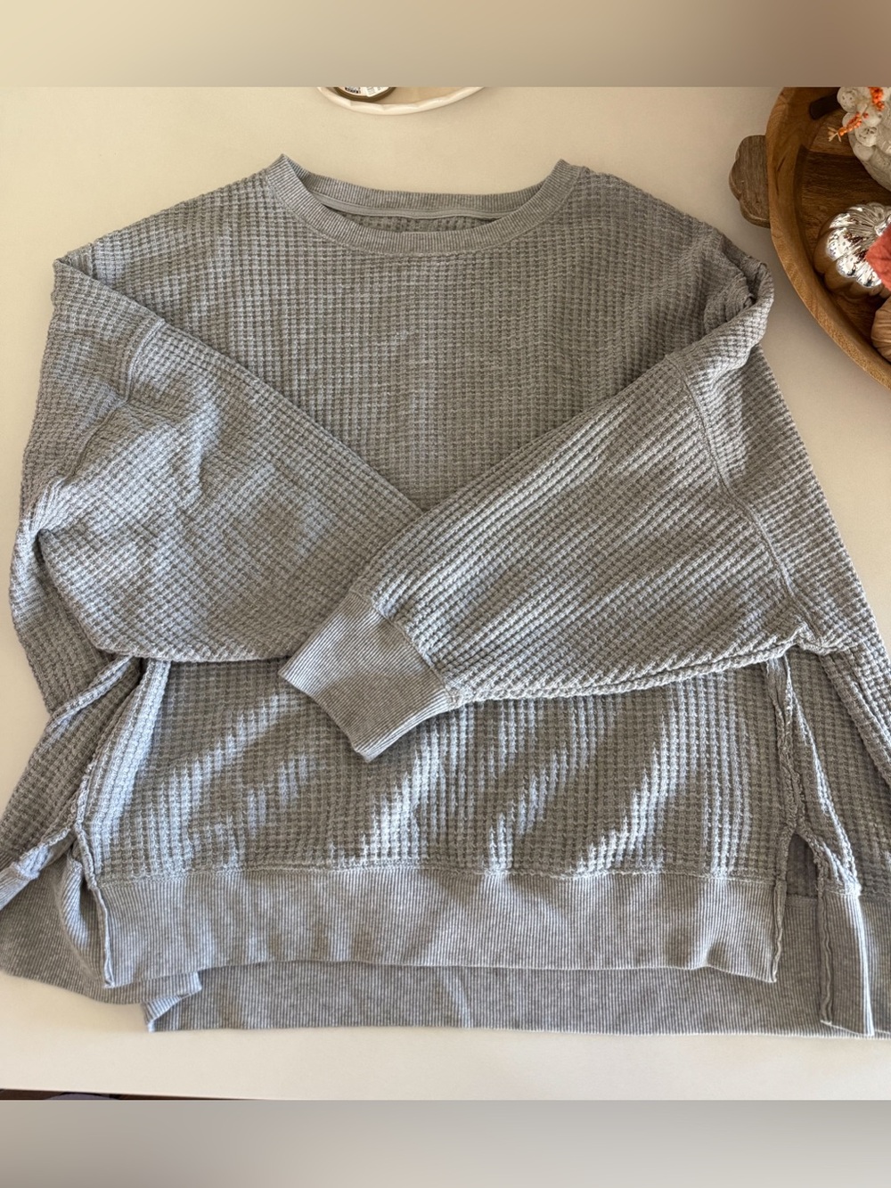 American Eagle Oversized Lightweight Waffle Sweatshirt